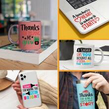 School Thank You Teacher Quotes Theme UV DTF Transfer Paper For DIY Coffee Mugs 9pcs - Bright, Waterproof, Self-Adhesive Transfer Paper With Teacher Text, Perfect For Teacher's Day Gifts