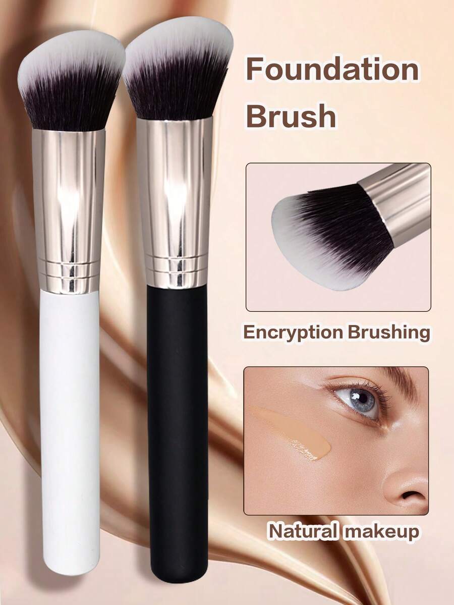 Makeup Brushes Set: Round Foundation, Concealer, And Angled Blush Brushes. Ideal For Beginners, Available In 2 Colors - Multicolor - View 1