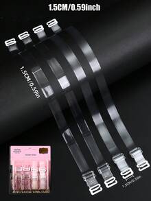 2pairs Width1.2CM/ 1.5CMClear Strap Transparent Invisible Bra Strap Shoulder Straps Anti-Slip Sexy Strapless Bra Accessory With Metal Hook - Multicolor - View 5