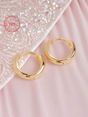 Artepollo 1 Pair 925 Sterling Silver Hypoallergenic Smooth Hoop Earrings, Delicate & Compact, Gift Box Packaging, Gift For Kids, Young Girls, Friends Birthday