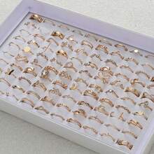 45pcs Women's Geometric Gold Ring Set, Daily Wear, Random, No Box - Yellow Gold - View 3