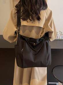 Casual Style Plain With Adjustable Strap Large Capacity Shoulder Tote Bag,Cross Body Bag Everyday Bag, Etc. Perfect For Daily Use - Suitable For Traveling, Work Or Shopping,University, College Classroom , Commute,School, Etc. For Women, Rookies & White-Collar Workers,Girl, College Students,Young Girl, Tote Bags For Women, College Essentials