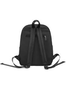 LECEY Women Rhombic Embroidery Backpack, Minimalist & Practical Multifunctional - Black - View 3