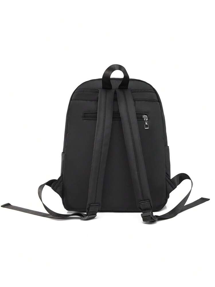 LECEY Women Rhombic Embroidery Backpack, Minimalist & Practical Multifunctional - Black - View 3