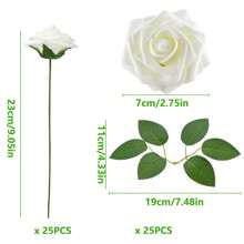 10/50 Pcs (2 Types) Artificial Ivory Foam Roses With Stems, Realistic Faux Flowers For DIY Wedding Bouquets, Baby Christening Centerpieces, Party Decorations, Home Decor (No Box)