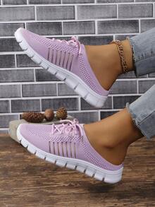 Nytt gränsöverskridande snörningstyg, andningsbar design Anti-halk vandrings- och löparskor - Blåröd - Visa 1