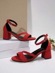 Elegante, sexy Sandalen mit rundem Zehenbereich und Knöchelriemen für Damen, modischer, lässiger Göttin-Stil mit dickem Absatz, verstellbar, Sommerschuhe