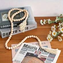 1pc/4pcs, 39 Inches, Bohemian Wooden Beads With Tassels - Multipurpose Stylish Bohemian Wall Hanging, Home Decor Prayer Beads, Perfect For Wedding Decoration, Graduation Decoration, Room Decoration