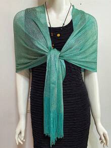 1pc Women's Fashionable & Versatile Knit Shawl Collar Poncho, Comfortable, Breathable, Suitable For Sun Protection In Spring/Summer, Can Be Worn In Multiple Occasions - Multicolor - View 15