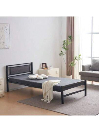 新作】【ブラック】パイプベッド シングル ベッド 宮 三段階高さ調整可