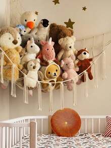 1pc Woven Toy Storage Net Bag, Triangle Toy Net Bag, Bedroom Corner Hanging Mesh Storage Net - Multicolor - View 4