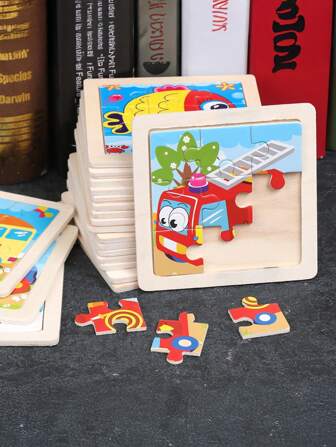 1/4/8pcs Kids 9-Piece Cartoon Animal Puzzle, Early Education Toys, Suitable For Boys And Girls, Gift Toys For Easter, Birthdays, Christmas