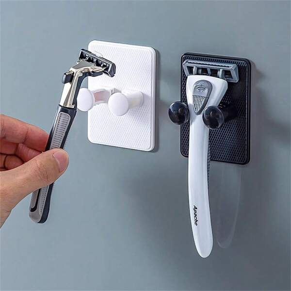 1pc No Drill Bathroom Organizer Razor Holder Hooks Wall Mount