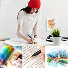 1 pieza/6 piezas/12 piezas Bolígrafos mágicos de colores del arcoíris - Marcadores vívidos de graffiti y pintura, útiles creativos y adorables para escribir y hacer arte, colores al azar, de vuelta a la escuela