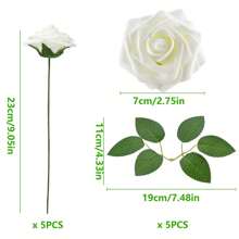 10/50 Pcs (2 Types) Artificial Ivory Foam Roses With Stems, Realistic Faux Flowers For DIY Wedding Bouquets, Baby Christening Centerpieces, Party Decorations, Home Decor (No Box)