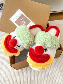 Halloween Funny Clown Indoor Warm Slippers - White - View 5