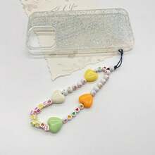 1pc DIY Mixed Heart & Letter Pattern Acrylic Bracelet, Phone Case Lanyard With Card Holder - Multicolor - View 3