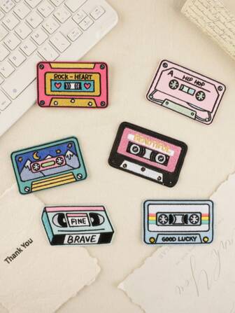 2pcs/6pcs Various Radio & Speaker Pattern Embroidered Patches, Cute Cartoon Polyester Ironed-On Embroidery Appliques For DIY Clothing, Bags, Shoes, Hats