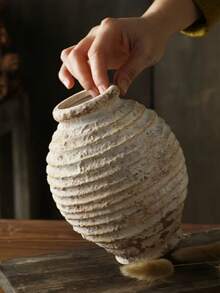 1pc 8.46 Inch Resin Vintage Rough Pottery Vase, Classic Home Flower Vase Decor Handmade Distressed Vase, Suitable For Indoor Flower Vase, Retro Handcraft Home Decor Room Decor Glass Vase - Multicolor - View 5