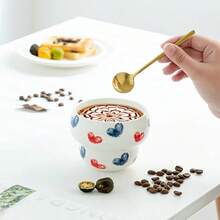 1pc Couple Heart Ceramic Coffee Mug, High Quality Hand-Painted Design Latte Cup, Suitable For Daily Use - Multicolor - View 11
