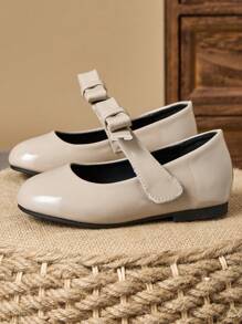 1 Par de Zapatos de recubierto para Niñas, Zapatos de Princesa para Escuela y Eventos con Puntera Redonda, Lazo a Cuadros, Suela Suave, Zapatos Planos Ceremoniales, Zapatos de Uniforme Lindos y de Moda