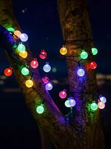 1pc 20/30/50/100/200 LED ,Crystal Ball Shaped Led String Lights, Outdoor Waterproof String Lights,Waterproof Solar Patio Lights, Solar Fairy Lights For Garden Yard Porch Wedding Party Decor