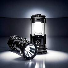 1/2/4PCS Solar Camping Lantern, Collapsible LED Solar USB Rechargeable Lantern Flashlight Emergency Hanging Lights For Camping  Power Outages Indoor Outdoor - Đen 1PC - Xem 1