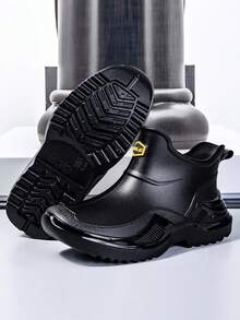 German Style Non-Slip Fashion Short Outdoor Rain Boots For Men,Waterproof For Car Washing,Camping,Fishing,Thick Rubber Boots For Kitchen,Construction Site,Outdoor TPR (Thermoplastic Rubber) Rain Shoes For All Seasons - Black - View 2