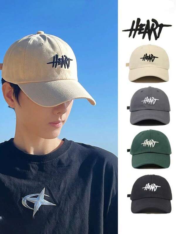 1pc Four Season Letter Baseball Cap, Polyester Outdoor Sunshade, Windproof Cap, Big Head Circumference, Looks Slim On The Face