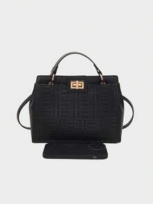 Dedoo Tas jinjing bolak-balik bergaya retro Eropa yang modis untuk wanita, dicetak khusus dengan bahan tahan gores, cocok sebagai hadiah liburan atau untuk ibu-ibu paruh baya, desain kapasitas besar memenuhi kebutuhan perjalanan dan belanja sehari-hari, dapat digunakan sebagai tas bahu, tas selempang, atau tas tangan, tas komuter yang praktis. - Hitam - View 7