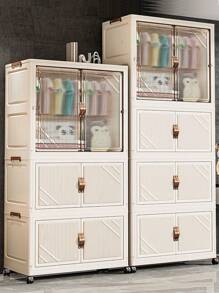 5/4/3/2/1 Layer Folding Wardrobe Closet, No Installation Required, Plastic Storage Cabinet For Baby Clothes, Household Use For Living Room And Bedroom