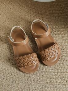 Girls Fashion Braided Soft Bottom Sandals, Spring/Summer - Brown - View 4