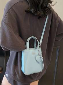 1pc Women Plain Color PU Leather Handbag, Fashion Zipper Closure Purse Suitable For Dating Gift