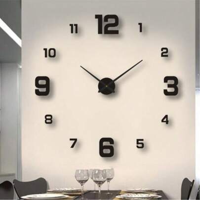Reloj de pared digital silencioso sin marco DIY, decoración para sala de estar u oficina
