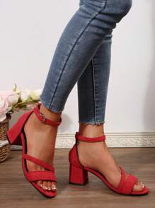 Elegante, sexy Sandalen mit rundem Zehenbereich und Knöchelriemen für Damen, modischer, lässiger Göttin-Stil mit dickem Absatz, verstellbar, Sommerschuhe