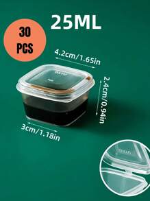 25ml/50ml/75ml/100ml Square Storage Cup, Transparent Sauce Cup With Lid, Mini Food Container For Sauce, Jam And Spice, Suitable For Camping, Office, Picnic, School, Kitchen Storage And Accessories
