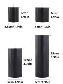 2 Black Odorless Candles A Variety Of Sizes Cylindrical Candlelight Bar Decor Party Festival Ceremony Lighting - Black - View 3