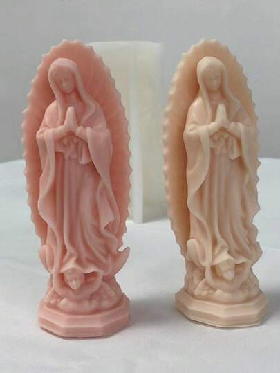 1 pieza Molde de silicona con forma de persona orando para hacer velas aromáticas, yeso, decoración del hogar DIY