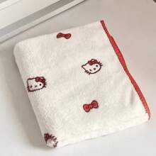 Sanrio 1 pièce Ensemble de serviettes - Ensemble de serviettes de bain en polaire de corail avec motif de chaton, serviette de douche douce et absorbante, cadeau pour un anniversaire
