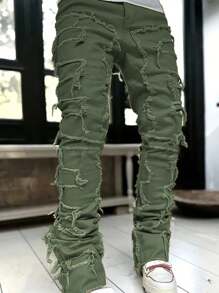 Set de 2 pantalones vaqueros de hombre con corte slim, de diseño creativo y con múltiples capas