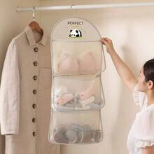 New Simple Storage Hanging Bag, Multi-Layer Wardrobe Hanging Underwear Organizer Bag, Wall-Mounted Dorm Storage - Multicolor - View 2