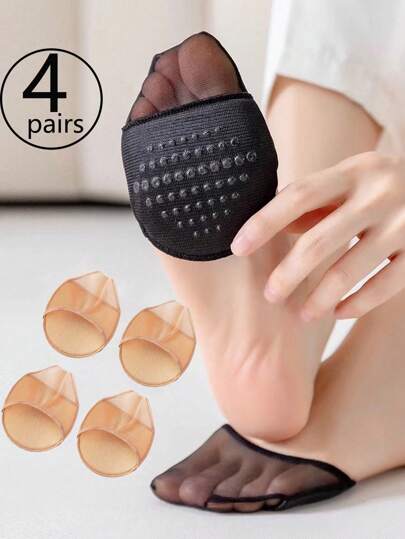 4 Paia Di Solette Invisibili Per Donna Per Avampiede, Calzini In Silicone Gel A Mezza Punta Antiscivolo E Sottili Per Sandali