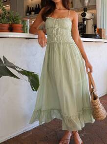 Vestido de tirantes elegante de unicolor para vacaciones en la playa, turismo, festival de música, Día de la Madre, temporada de graduación