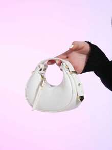 Mini Women's Solid Color Lipstick Shaped Clutch Bag With Adjustable Handle, Party/Event Baguette Handbag