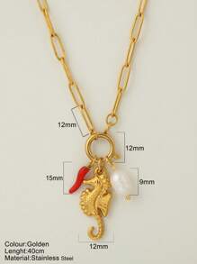 1 pièce Bijou personnalisé, collier de style océan avec pendentif à la mode en forme d'étoile de mer, de coquillage et de dauphin, collier à porter au quotidien