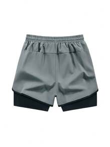 Short de sport unicolore pour le printemps et l'été, anti-frottement, short de sport à double couche pour hommes et femmes, course, gym extérieure, pantalon casual