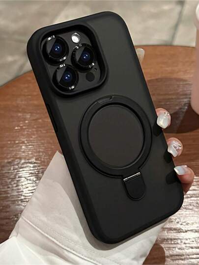 Phone Case  Magnetic Ring Case For  13 Pro Max Case Compatible With MagSafe Kickstand Invisible Bracket Matte Frosted Shockproof Cute CellPhone Case   For  13 Pro Max-6.7'' Black 1PC