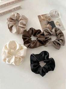 5 pièces/1 pièce Chouchou classiques noir, blanc, marron. Chouchous chics pour accessoires de chignons
