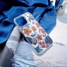 1pc Starfish Turtle Pearl Seahorse Shell Ocean Style Fashionable Minimalist Semi-Transparent Cute Cartoon Marine Creature Water Wave Pattern Asymmetrical Ripple IMD Shockproof Silver Gradient Laser Holographic Shiny Artistic Phone Case Compatible With Apple//OPPO/VIVO/Honor//Redmi/Transsion Phones