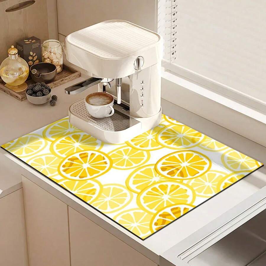 1 buc. Covoraș absorbant pentru uscare, covoraș pentru aparat de cafea, model de desene animate, covoraș de scurgere pentru cafea făcută manual, covoraș de uscare pentru blat de bucătărie, covoraș de scurgere anti-alunecare rezistent la căldură, tampon de scurgere de diatomite, ascunde petele, covoraș de drenaj de bucătărie foarte puternic, covoraș de vase ușor de curățat, potrivit pentru bucătărie, petreceri, petreceri, bar, decor acasă, petreceri